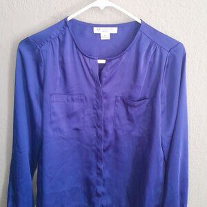 LIZ CLAIRBORNE BLUE BLOUSE PETITE SMALL